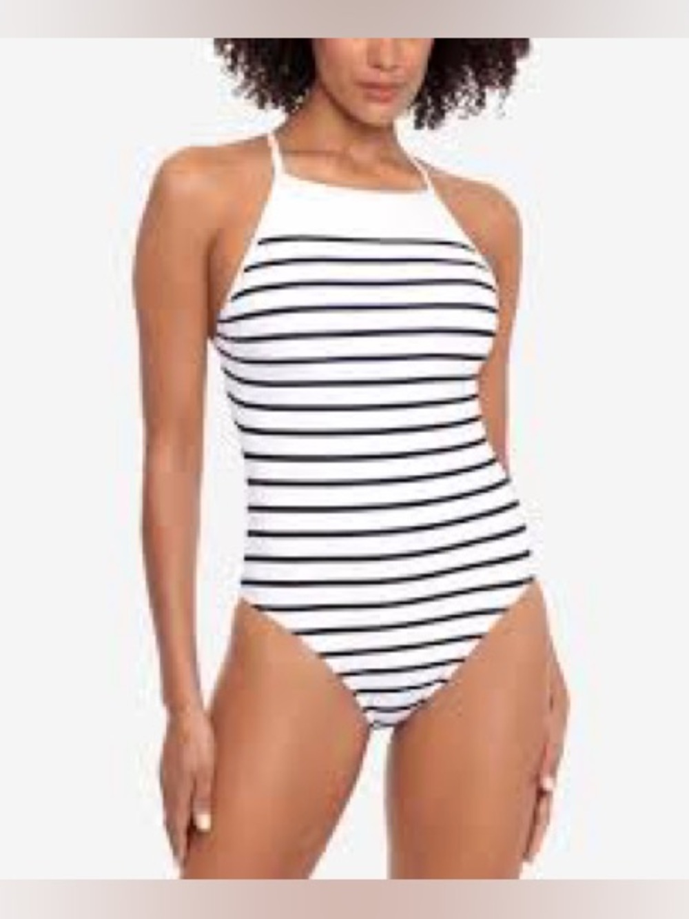 Lauren Ralph Lauren White One-Piece Swimsuit with Black Stripes sz 14